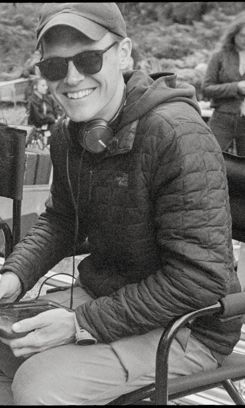 Sam Lilja on set